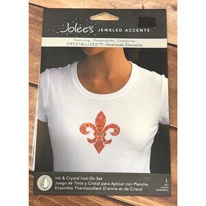 JOLEES JEWELED ACCENTS 56-40072 FLEUR DE LIS CRYSTAL METAL IRON ON  W SWAROVSKI